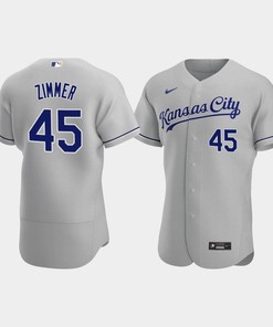 Kyle Zimmer 45 Kansas City Royals Gray Road Jersey
