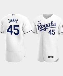 Kyle Zimmer 45 Kansas City Royals White Home Jersey