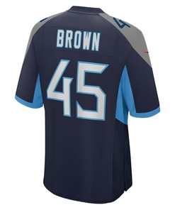 Kyron Brown 45 Tennessee Titans Home Game Player Jersey - Navy