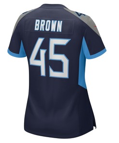 Kyron Brown 45 Tennessee Titans Women's Home Game Player Jersey - Navy