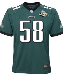 Kyron Johnson 58 Philadelphia Eagles Super Bowl LVII Champions 2 Stars 2 Stars Youth Game Jersey - Black