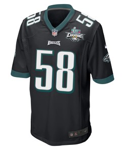 Kyron Johnson 58 Philadelphia Eagles Super Bowl LVII Champions 2 Stars Men Game Jersey - Black