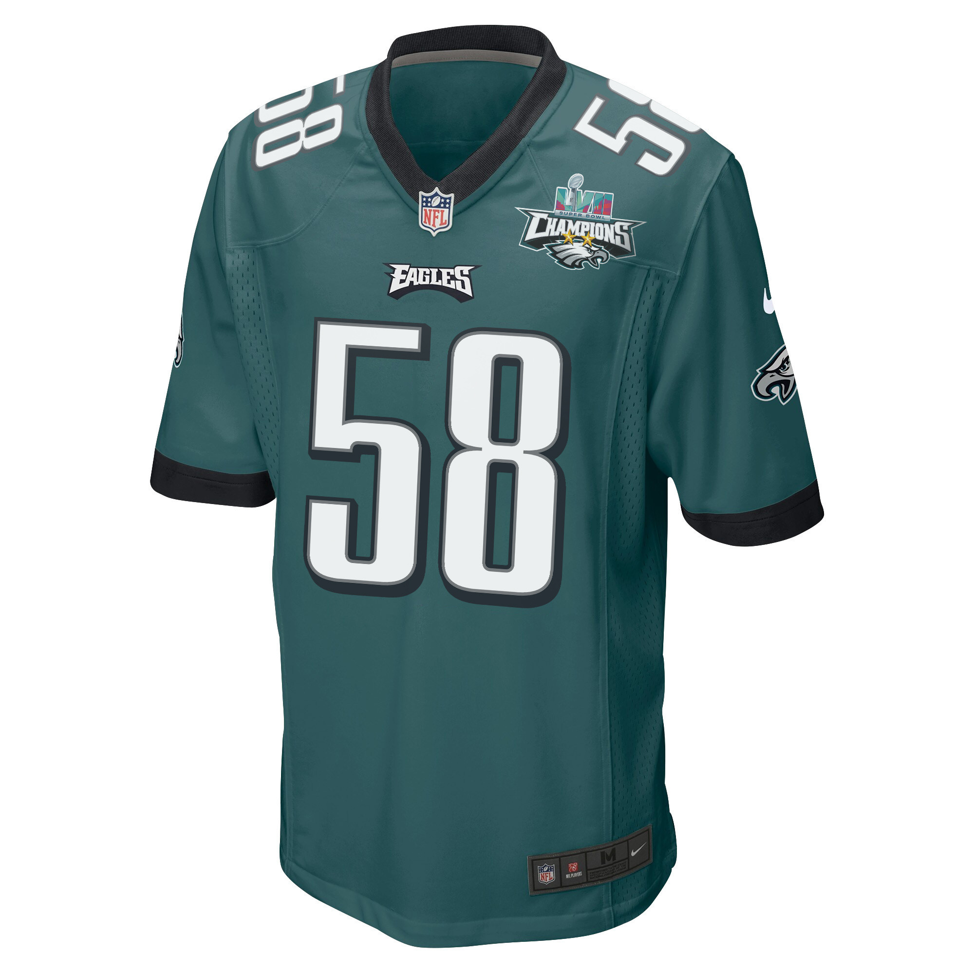 Kyron Johnson 58 Philadelphia Eagles Super Bowl LVII Champions 2 Stars Men Game Jersey - Midnight Green