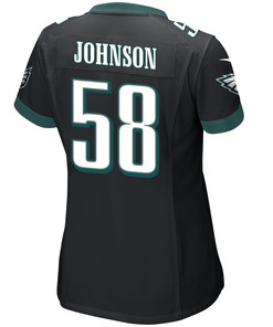 Kyron Johnson 58 Philadelphia Eagles Super Bowl LVII Champions 2 Stars Women Game Jersey - Black