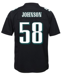 Kyron Johnson 58 Philadelphia Eagles Super Bowl LVII Champions 2 Stars Youth Game Jersey - Black