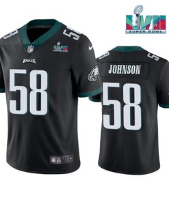 Kyron Johnson 58 Philadelphia Eagles Super Bowl LVII Vapor Limited Men Jersey - Black