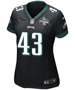 Kyzir White 43 Philadelphia Eagles Super Bowl LVII Champions 2 Stars Women Game Jersey - Black