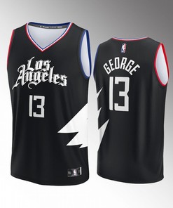 LA Clippers 13 Paul George Statement Edition Men Jersey Fast Break Player Black