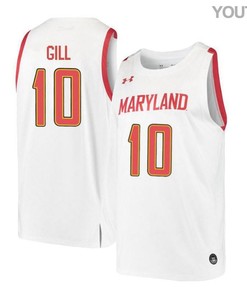LG Gill 10 Maryland Terrapins Retro Basketball Youth Jersey - White