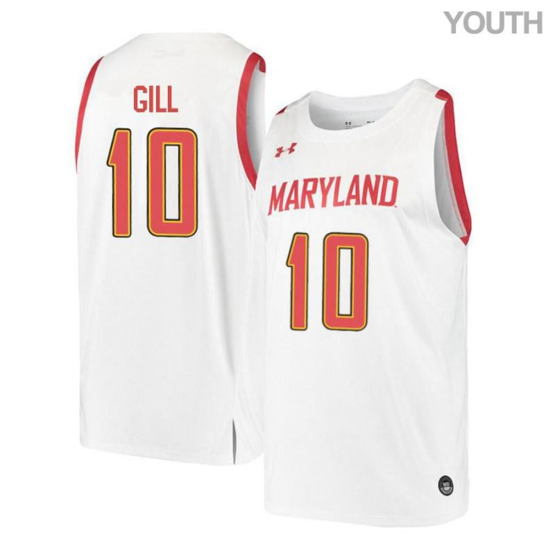 LG Gill 10 Maryland Terrapins Retro Basketball Youth Jersey - White