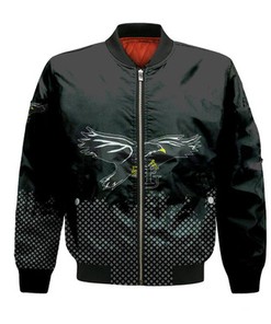 LIU Brooklyn Blackbirds Bomber Jacket Basketball Net Grunge Pattern- NCAA