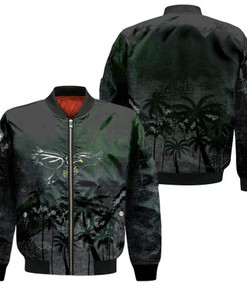 LIU Brooklyn Blackbirds Bomber Jacket Coconut Tree Tropical Grunge - NCAA