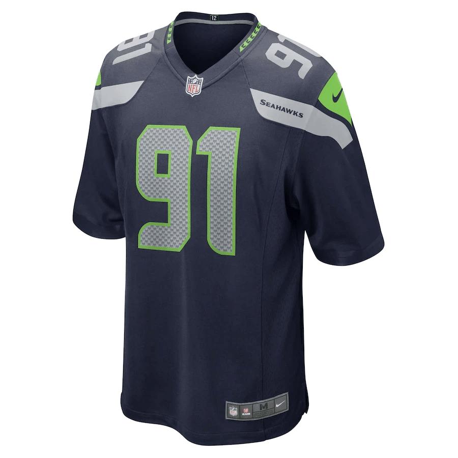 L.J. Collier 91 Seattle Seahawks Game Jersey - College Navy