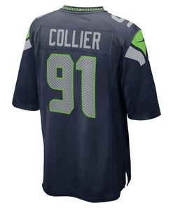 L.J. Collier 91 Seattle Seahawks Game Jersey - College Navy