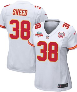 L'Jarius Sneed 38 Kansas City Chiefs Super Bowl LVII Champions 3 Stars Women Game Jersey - White