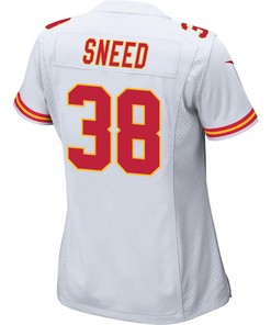 L'Jarius Sneed 38 Kansas City Chiefs Super Bowl LVII Champions 3 Stars Women Game Jersey - White