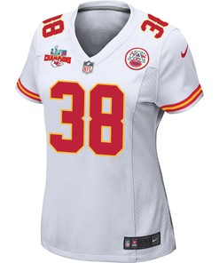 L'Jarius Sneed 38 Kansas City Chiefs Super Bowl LVII Champions 3 Stars Women Game Jersey - White