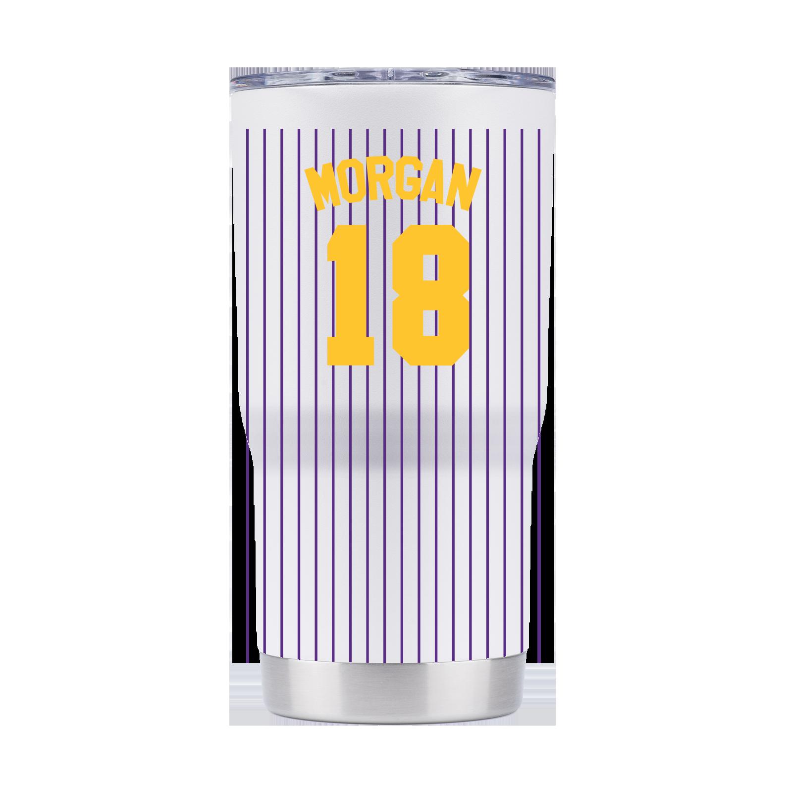 LSU Pinstripe Baseball NIL Tumbler - Tre' Morgan Gift for Fan