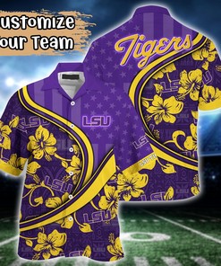 LSU TIGERS NCAA US Flag Flower Hawaii Shirt For Fans