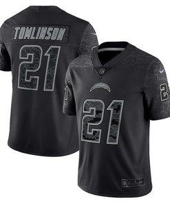 LaDainian Tomlinson 21 Los Angeles Chargers Retired Player RFLCTV Limited Jersey - Black