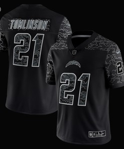 LaDainian Tomlinson 21 Los Angeles Chargers Retired Player RFLCTV Limited Jersey - Black