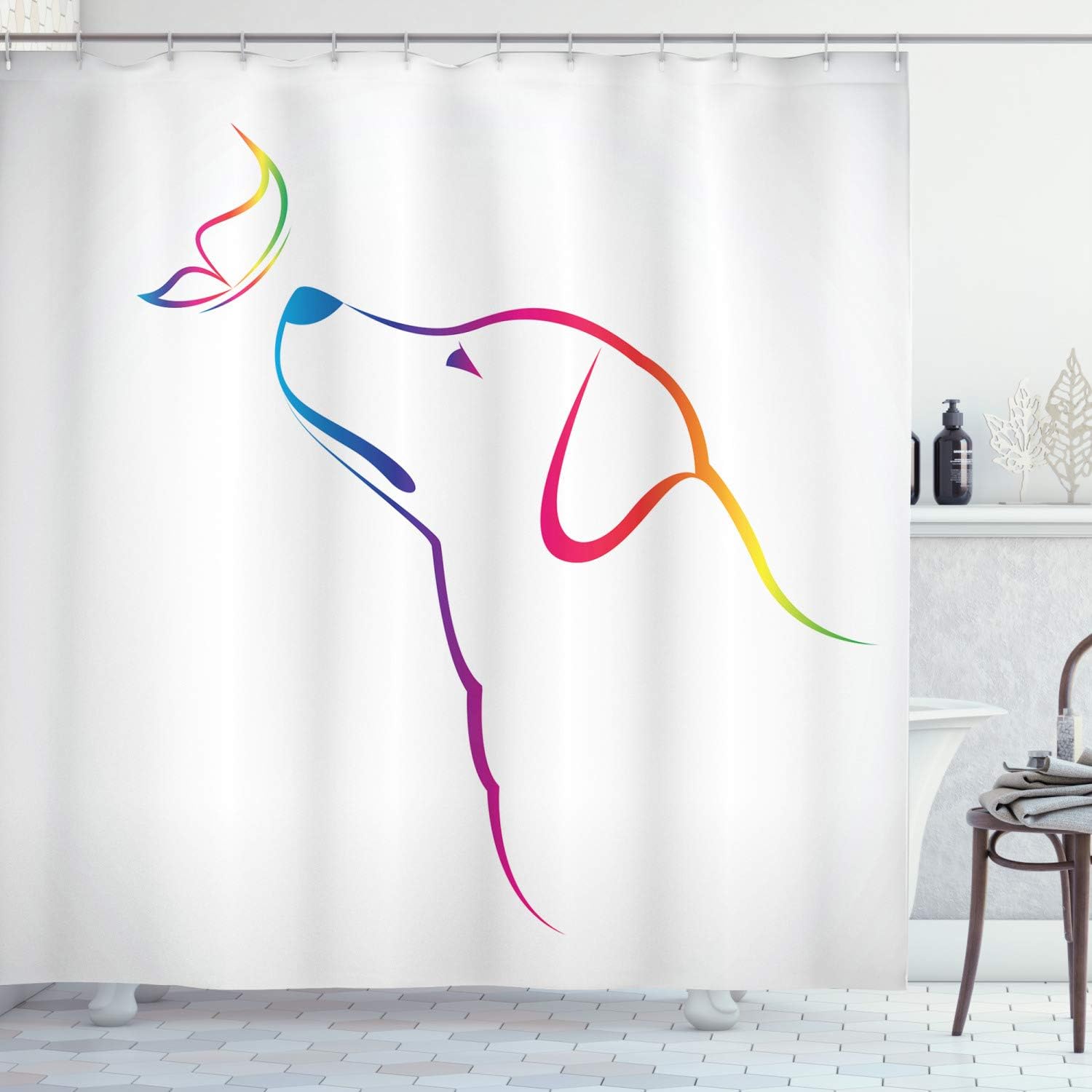 Labrador Butterfly Miracle Planet Earth Shower Curtain, Cloth Bathroom Decor