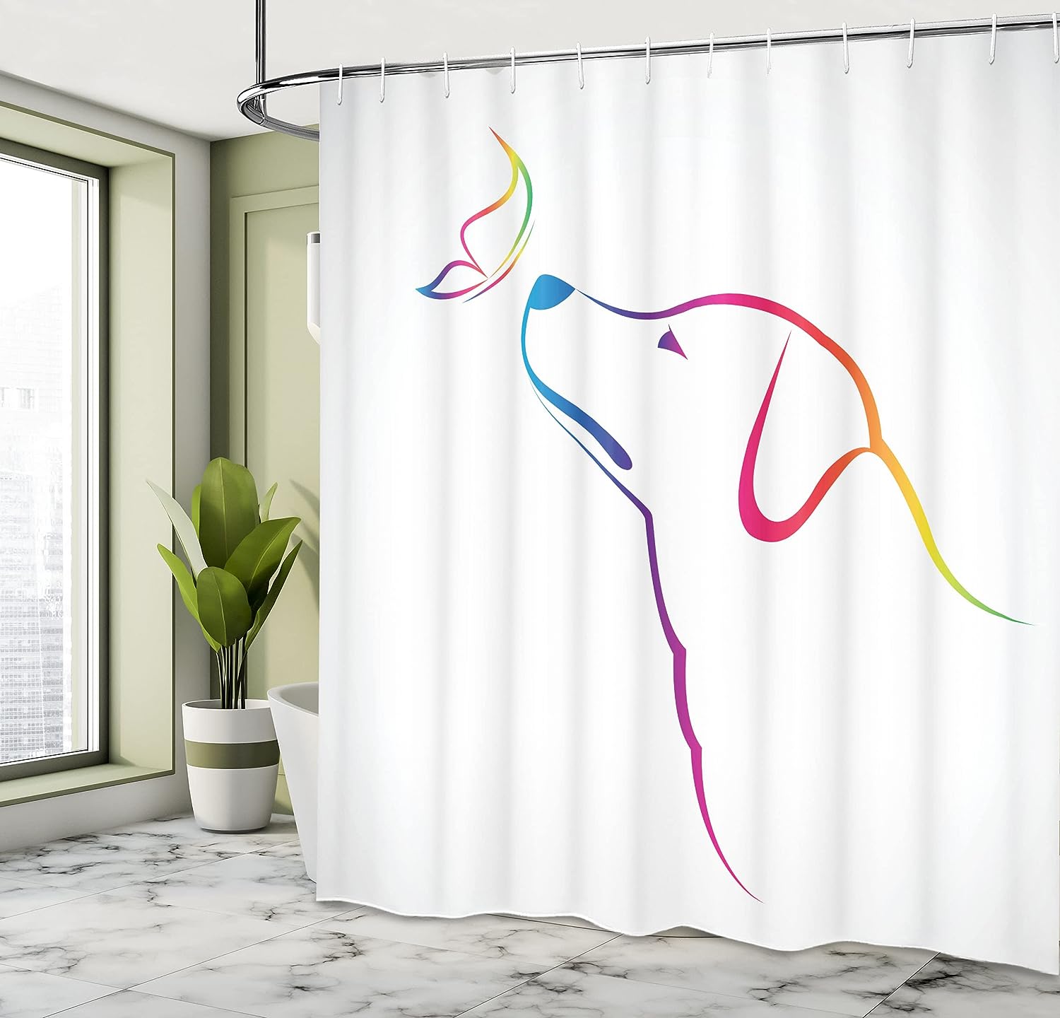 Labrador Butterfly Miracle Planet Earth Shower Curtain, Cloth Bathroom Decor