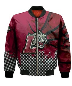Lafayette Leopards Bomber Jacket Basketball Net Grunge Pattern- NCAA