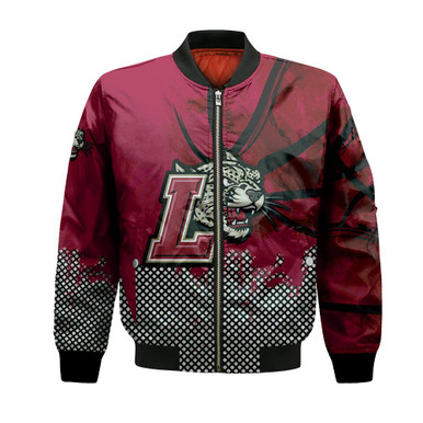 Lafayette Leopards Bomber Jacket Basketball Net Grunge Pattern- NCAA