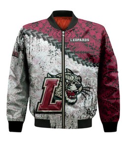 Lafayette Leopards Bomber Jacket Grunge Polynesian Tattoo- NCAA