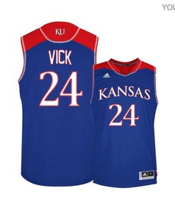 Lagerald Vick 24 Kansas Jayhawks Basketball Youth Jersey - Blue