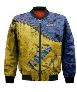 Lake Superior State Lakers Bomber Jacket Grunge Polynesian Tattoo- NCAA