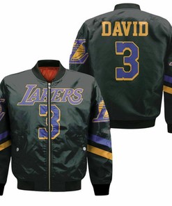 Lakers Anthony Davis 2020-21 Earned Edition Black Jersey Inspired Bomber Jacket Model 3208