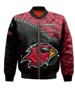 Lamar Cardinals Bomber Jacket Grunge Polynesian Tattoo- NCAA
