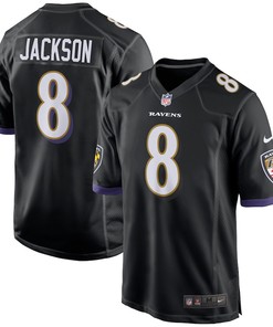 Lamar Jackson 8 Baltimore Ravens Game Jersey - Black
