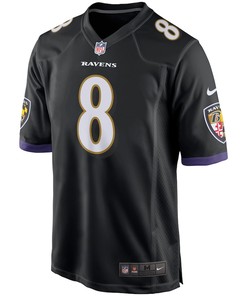 Lamar Jackson 8 Baltimore Ravens Game Jersey - Black