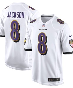 Lamar Jackson 8 Baltimore Ravens Game Jersey - White