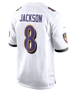 Lamar Jackson 8 Baltimore Ravens Game Jersey - White