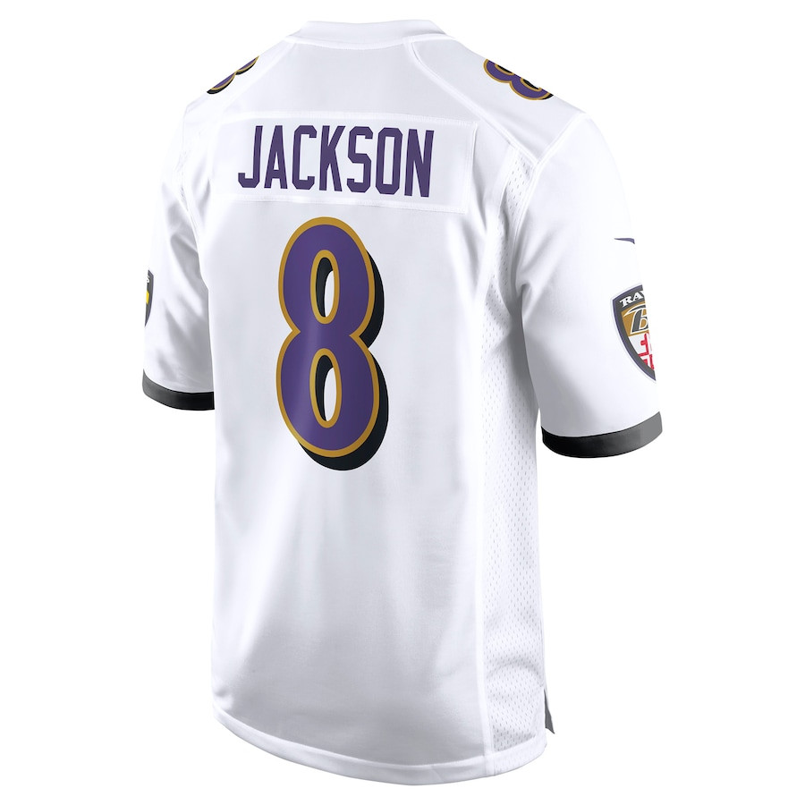 Lamar Jackson 8 Baltimore Ravens Game Jersey - White