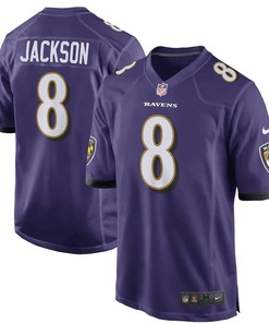 Lamar Jackson 8 Baltimore Ravens Game Player Jersey - Purple