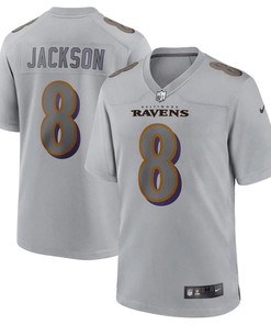 Lamar Jackson 8 Baltimore Ravens Men Atmosphere Fashion Game Jersey - Gray