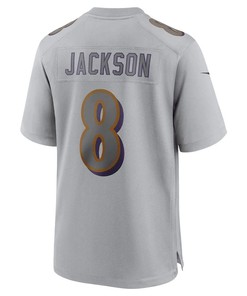 Lamar Jackson 8 Baltimore Ravens Men Atmosphere Fashion Game Jersey - Gray