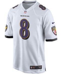 Lamar Jackson 8 Baltimore Ravens Player Game Jersey - White