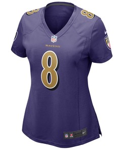 Lamar Jackson 8 Baltimore Ravens Women's Alternate Game Player Jersey - Purple