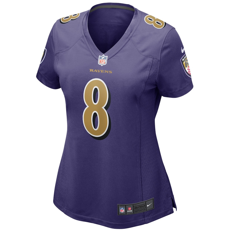 Lamar Jackson 8 Baltimore Ravens Women's Alternate Game Player Jersey - Purple