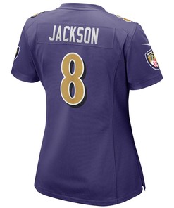 Lamar Jackson 8 Baltimore Ravens Women's Alternate Game Player Jersey - Purple