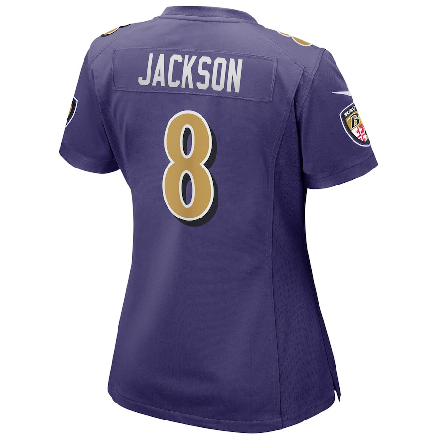 Lamar Jackson 8 Baltimore Ravens Women's Alternate Game Player Jersey - Purple