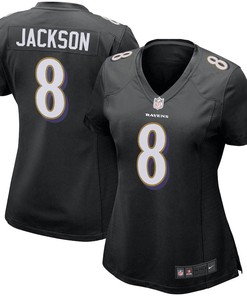 Lamar Jackson 8 Baltimore Ravens Women's Game Event Jersey - Black
