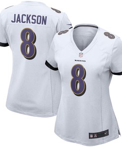 Lamar Jackson 8 Baltimore Ravens Women's Game Jersey - White