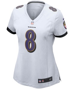 Lamar Jackson 8 Baltimore Ravens Women's Game Jersey - White